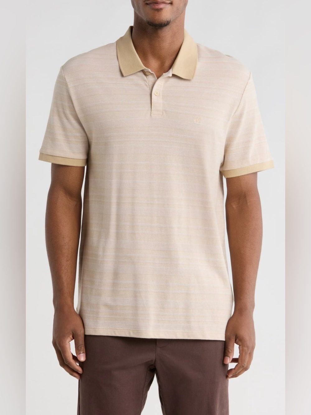 Men's Beige Polo Shirt - Lightweight Short Sleeve